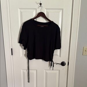 Universal Thread Black Tie Front Crop Top